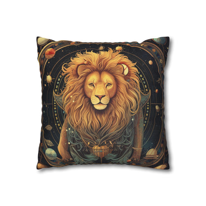 Astrological Leo Sign - Vibrant Cosmic Zodiac Astrology - Spun Polyester Square Pillow Case