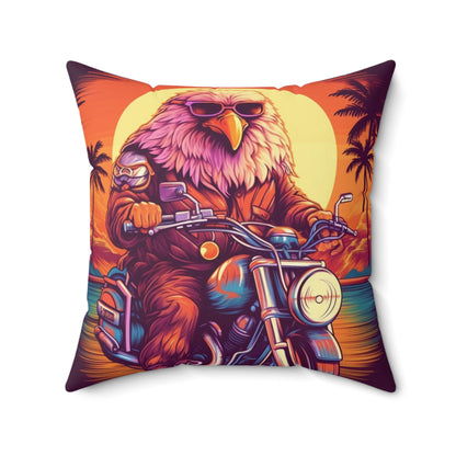 Classic American Motorcycle Ride Biker USA Style Spun Polyester Square Pillow