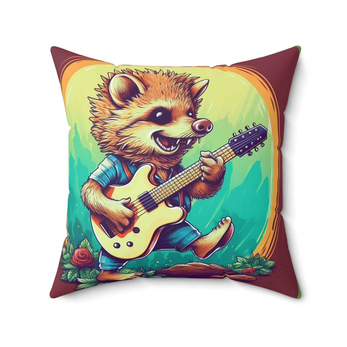 Hedgehog Stylish Culture Band Music Graphic Spun Polyester Square Pillow