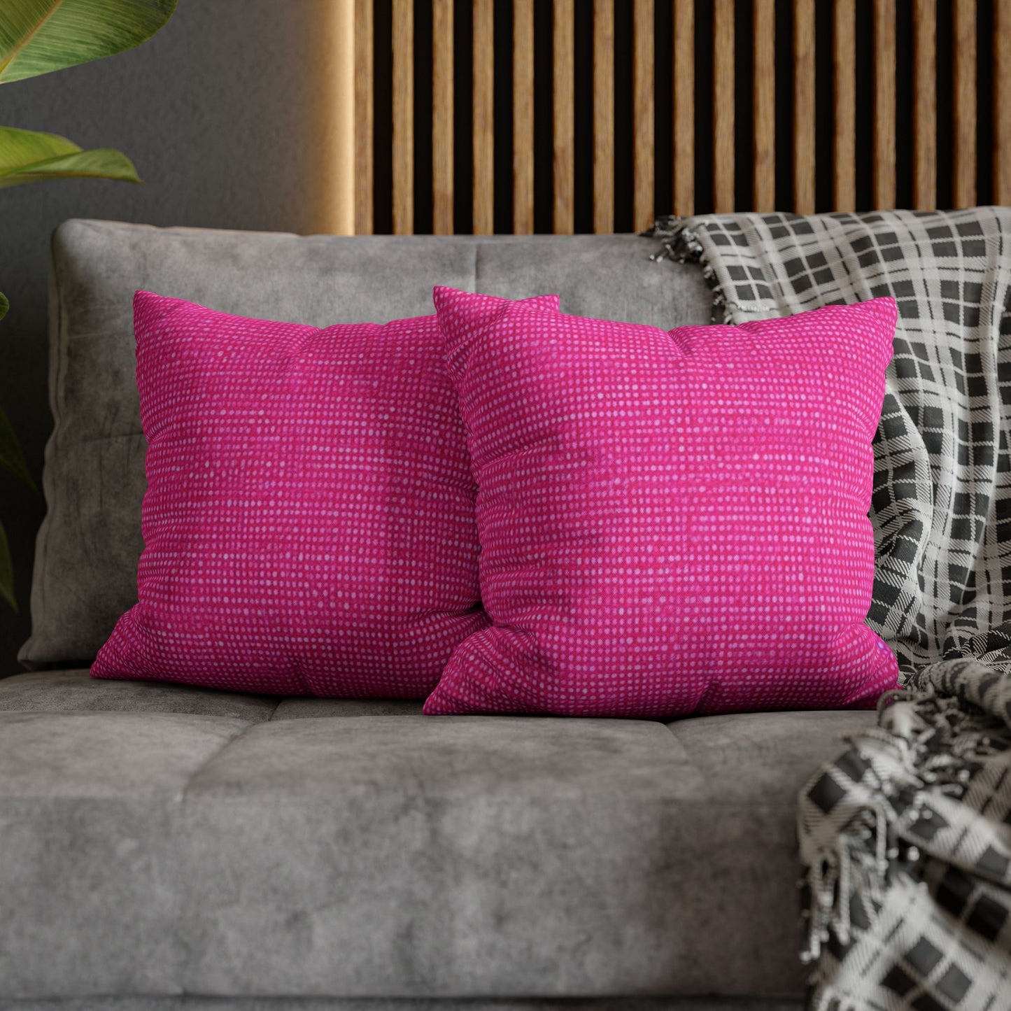 Hot Neon Pink Doll Like: Denim-Inspired, Bold & Bright Fabric - Spun Polyester Square Pillow Case