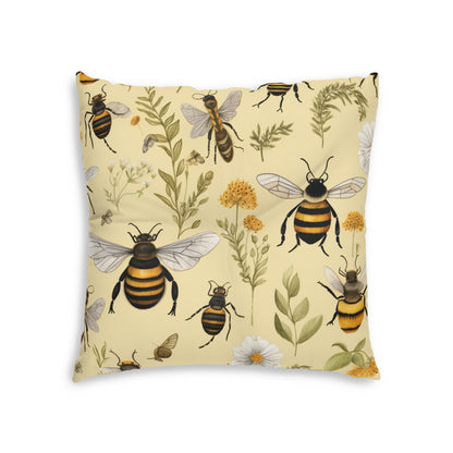 Whimsical Bees & Honeycombs Nature-Friendly Pattern Design Tufted Floor Pillow, Square