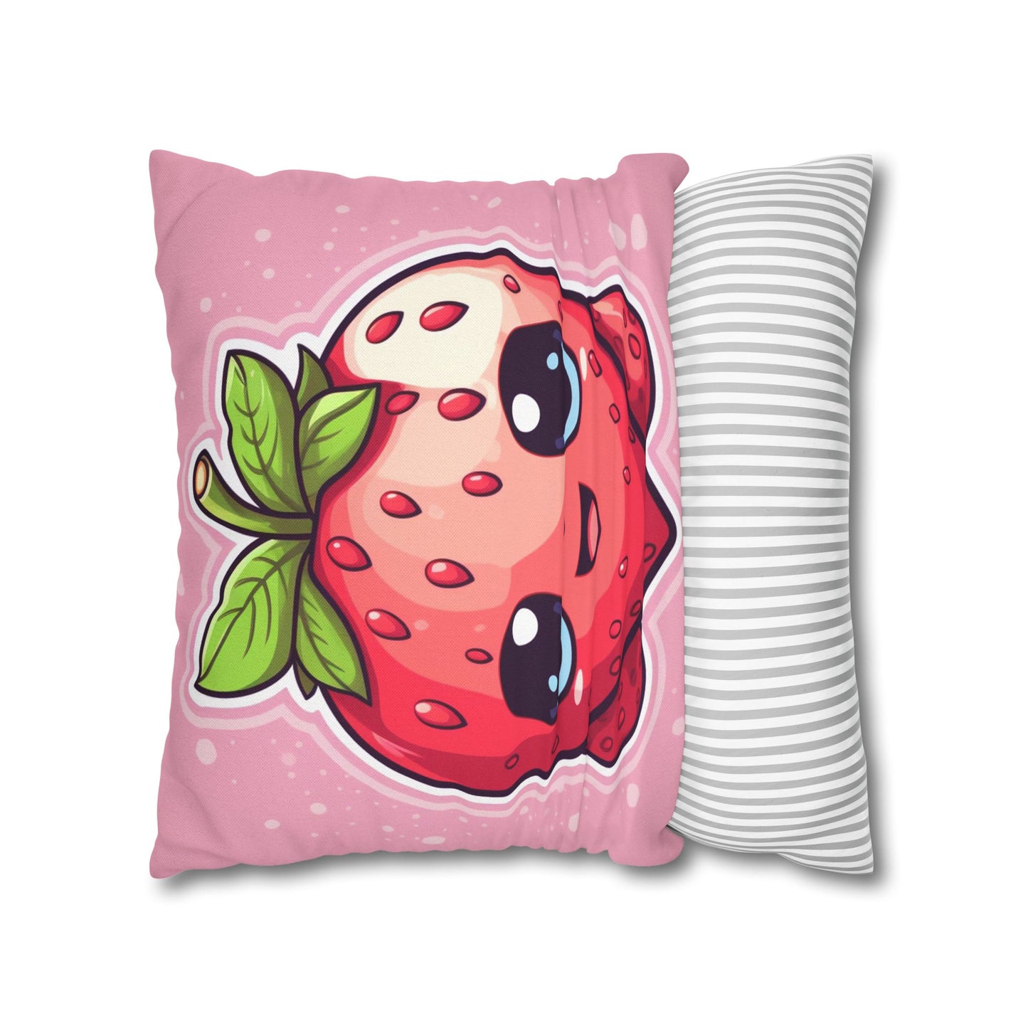 Kawaii Strawberry Adventure - Anime Classic Traditional Japanese Fruit - Otaku Artwork - Spun Polyester Square Pillow Case