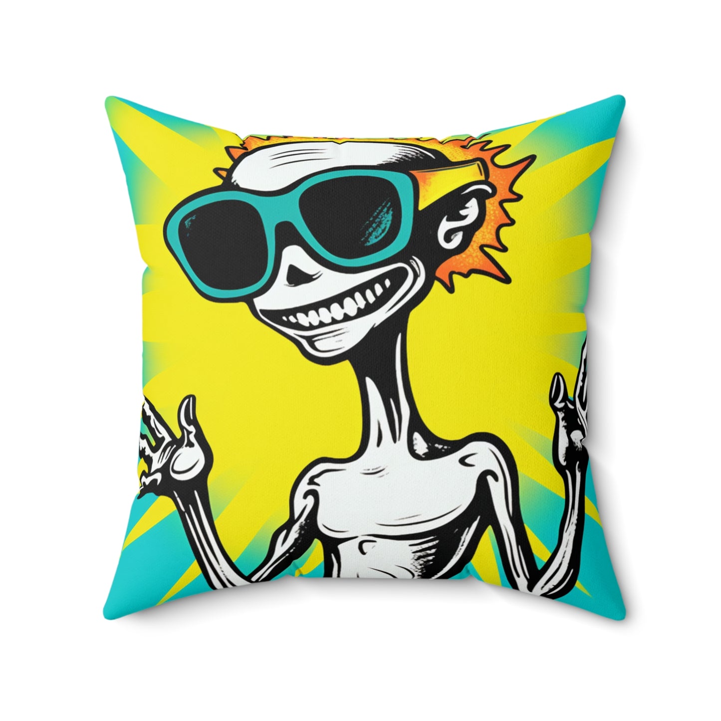 Designer Alien Summer Style Spun Polyester Square Pillow