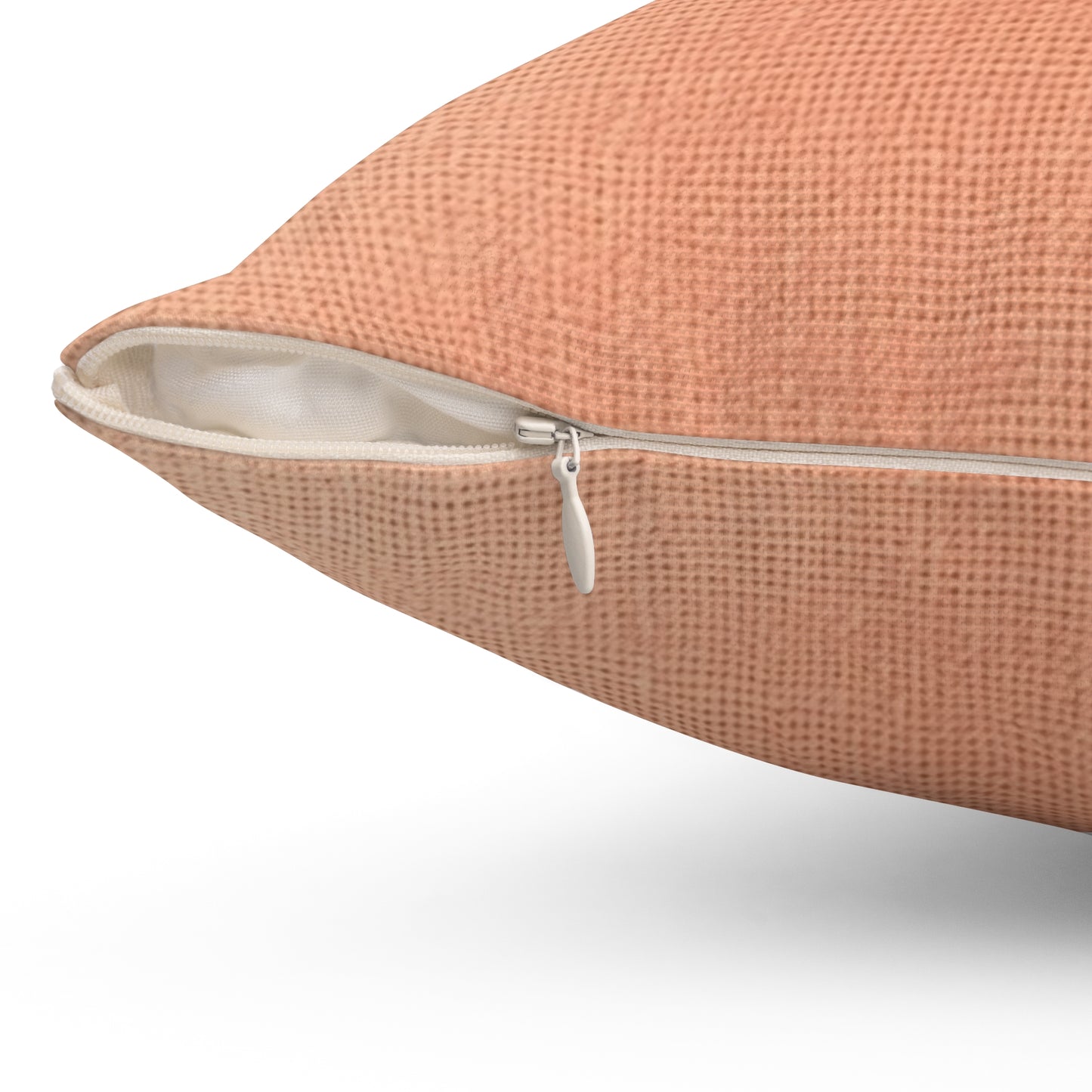 Soft Pink-Orange Peach: Denim-Inspired, Lush Fabric - Spun Polyester Square Pillow