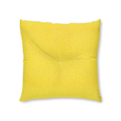 Sunshine Yellow Lemon: Denim-Inspired, Cheerful Fabric - Tufted Floor Pillow, Square