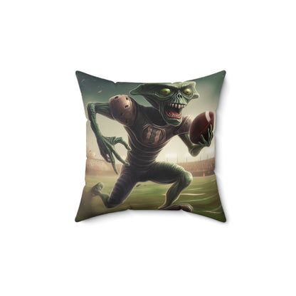 Alien Football Space Sport Game Stadium Athlete Galaxy Player - Spun Polyester Square Pillow