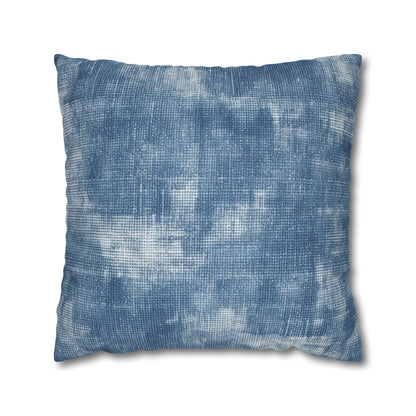 Faded Blue Washed-Out: Denim-Inspired, Style Fabric - Spun Polyester Square Pillow Case