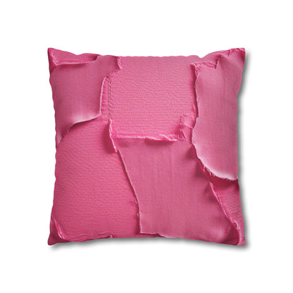 Distressed Neon Pink: Edgy, Ripped Denim-Inspired Doll Fabric - Spun Polyester Square Pillow Case