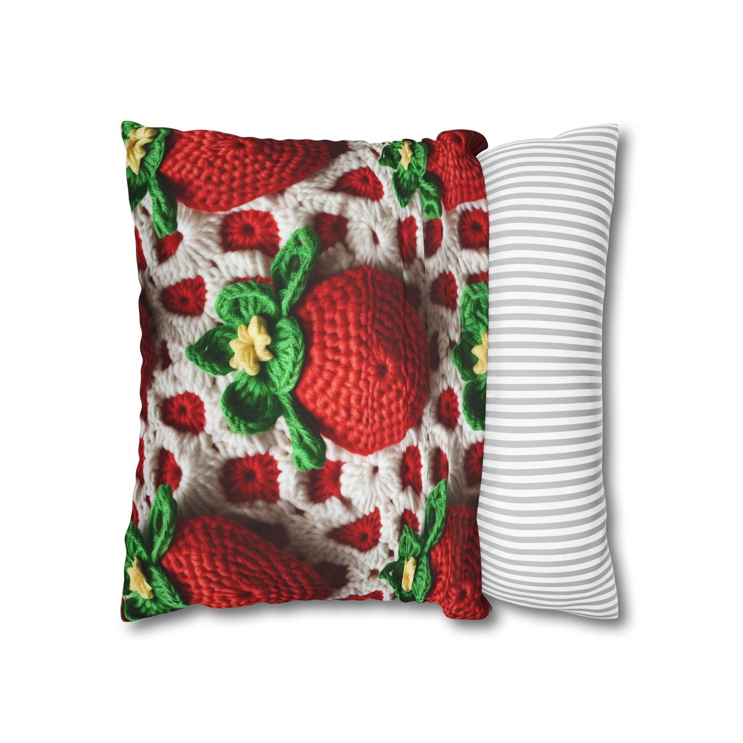 Strawberry Crochet Pattern - Amigurumi Strawberries - Fruit Design for Home and Gifts - Spun Polyester Square Pillow Case