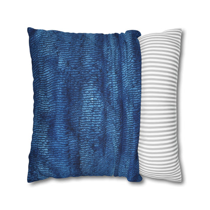 Blue Spectrum: Denim-Inspired Fabric Light to Dark - Spun Polyester Square Pillow Case