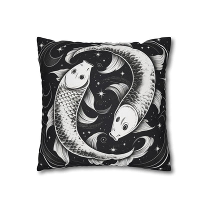 Pisces Zodiac Sign Polyester Square Pillow Case, Double Sided Design