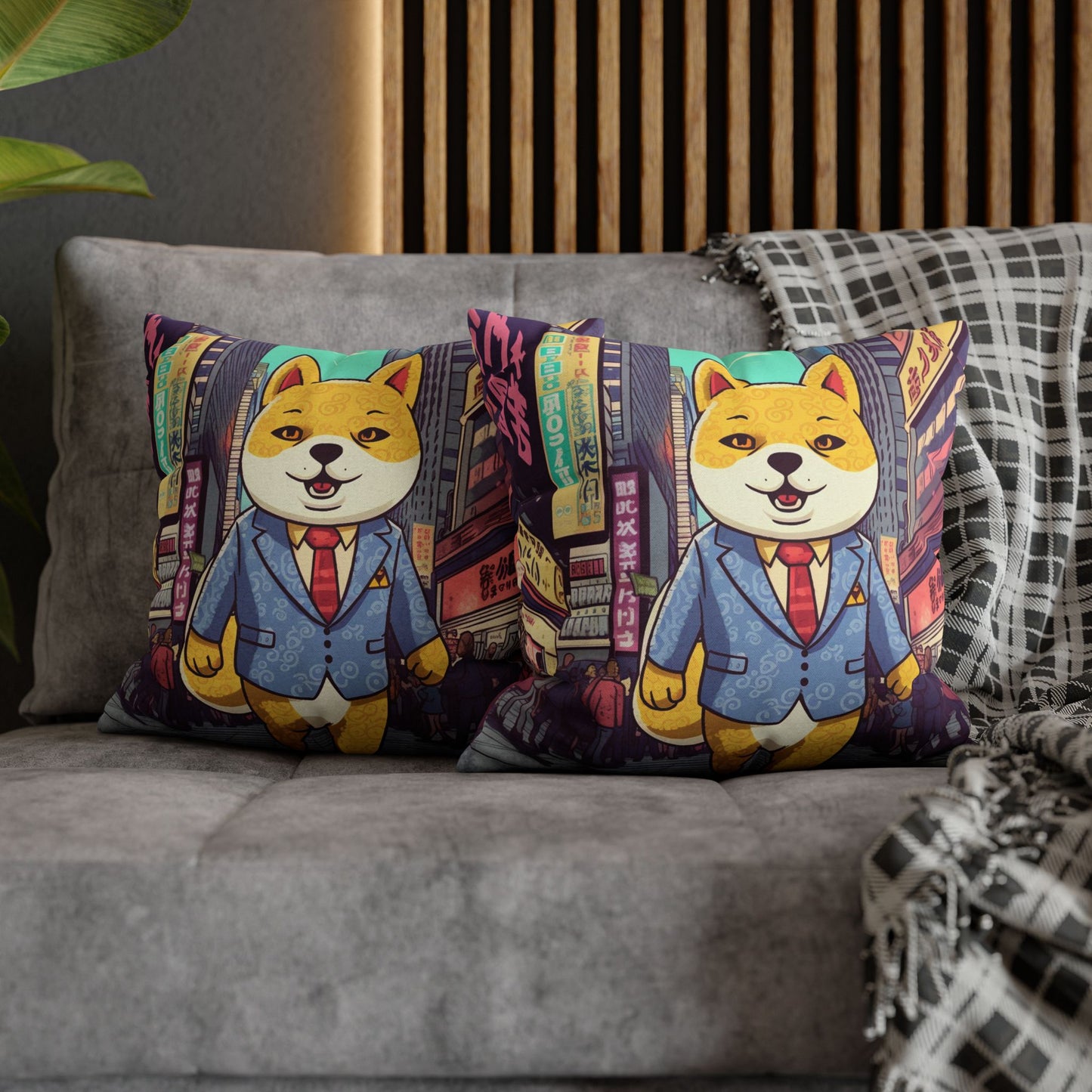 Shiba Inu Business Dog Pillow Case Crypto Fan Favorite, Polyester