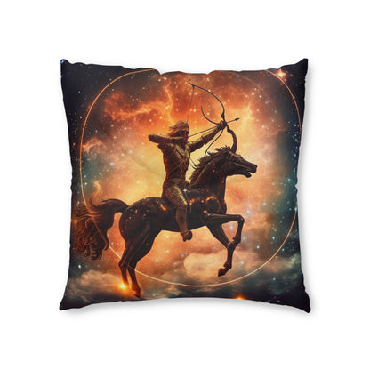 Sagittarius Constellation Totem - Archer in Action Zodiac Symbol - Tufted Floor Pillow, Square