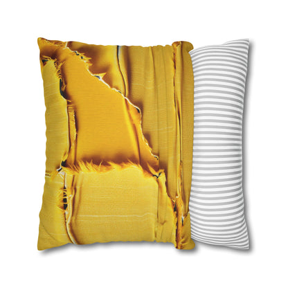 Banana Yellow Lemon: Bold Distressed, Denim-Inspired Fabric - Spun Polyester Square Pillow Case