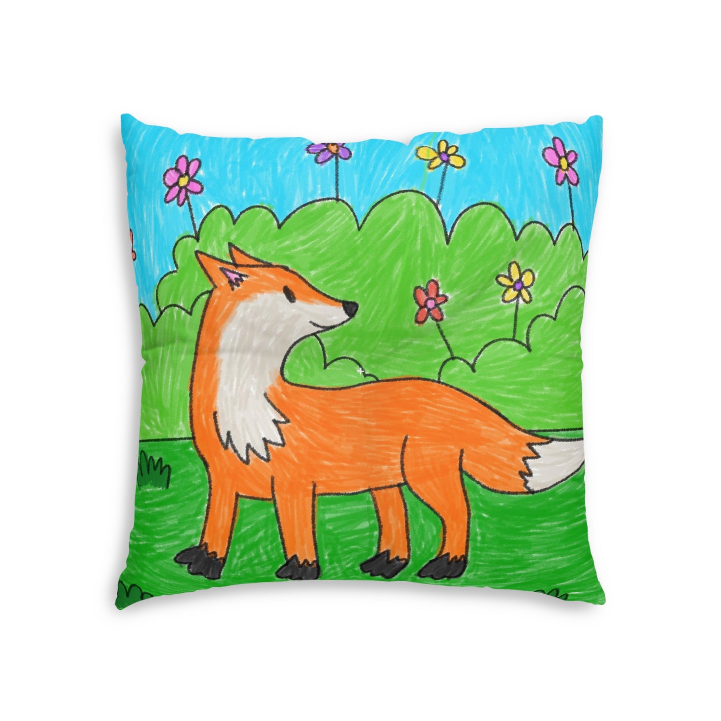 Fox Woodland Animal Foxy Tufted Floor Pillow, Square