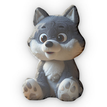 Grey Wolf Furry Plush, Stuffed Animal Furries, Gray Wolf Shaped Pillow