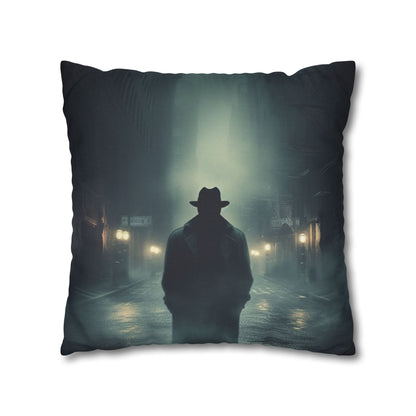 Mystery Detective Alley - Noir Book Cover Artwork Spun Polyester Square Pillow Case