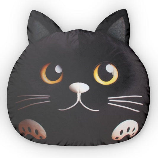 Black Kitten Beanbag Chair, Cat Gift, Plush Shaped Pillow