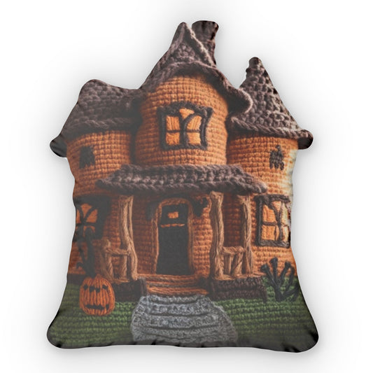 Crochet Haunted House, Halloween Gift, Plush Shaped Pillow