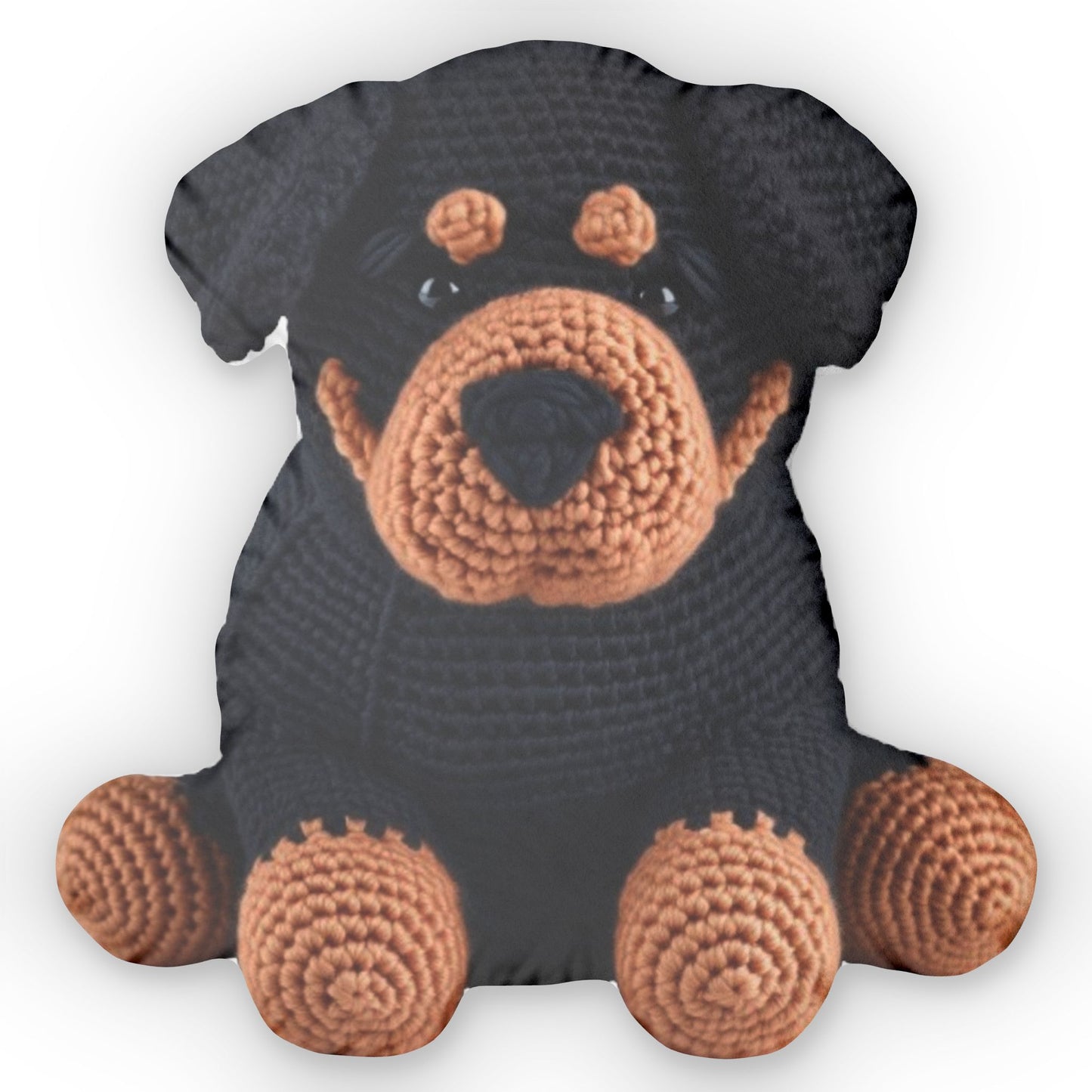 Amigurumi Cute Rottweiler Dog knitted Shaped Pillow, Crochet Plush Gift