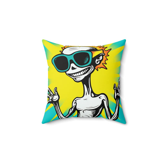 Designer Alien Summer Style Spun Polyester Square Pillow