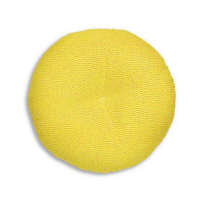 Sunshine Yellow Lemon: Denim-Inspired, Cheerful Fabric - Tufted Floor Pillow, Round