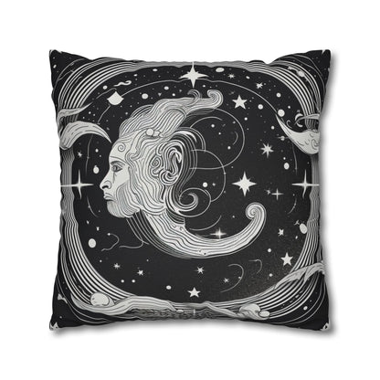 Aquarius Sign Spun Polyester Square Pillow Case, Double Sided Print