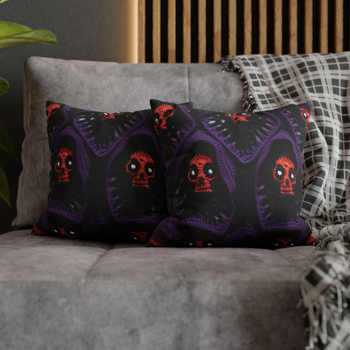 Grim Reaper Crochet Halloween Fright Scare Ghoul Fantasy Horror - Spun Polyester Square Pillow Case