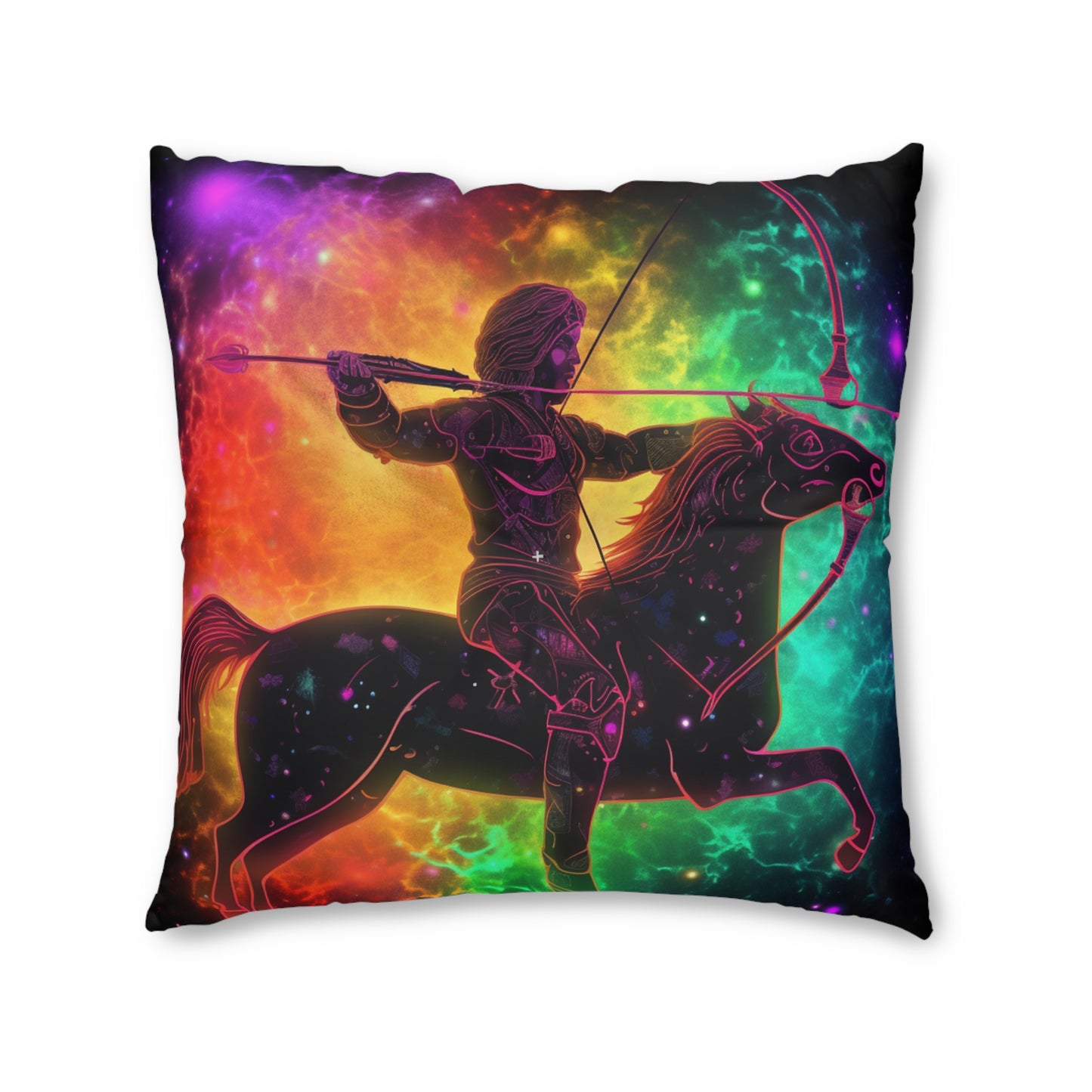 Colorful Sagittarius Zodiac Sign - Star Universe Theme - Floor Pillow, Square