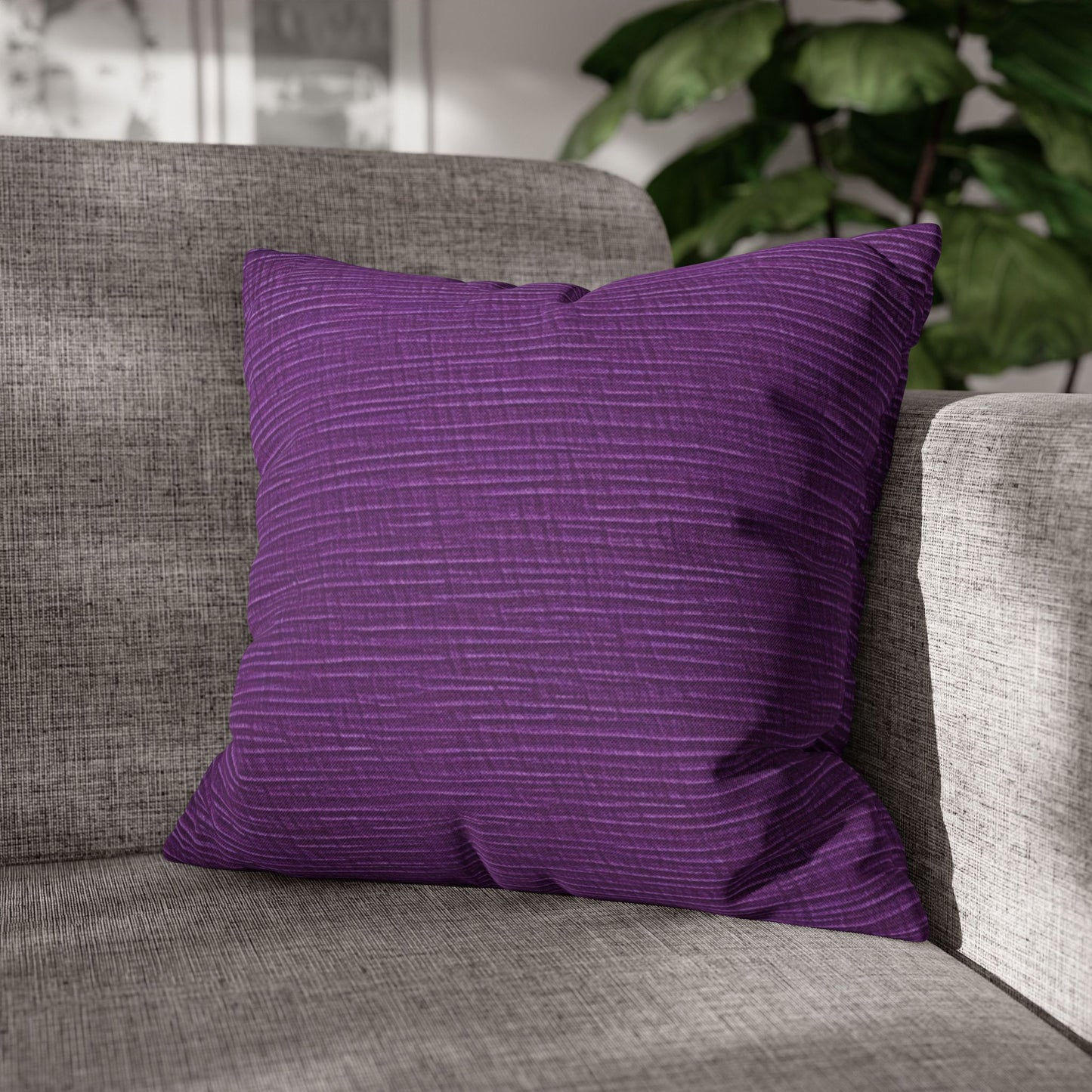 Violet/Plum/Purple: Denim-Inspired Luxurious Fabric - Spun Polyester Square Pillow Case