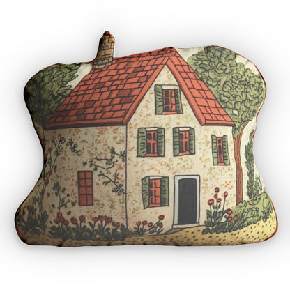 House in Woods, Woodland Gift, Plush Shaped Pillow