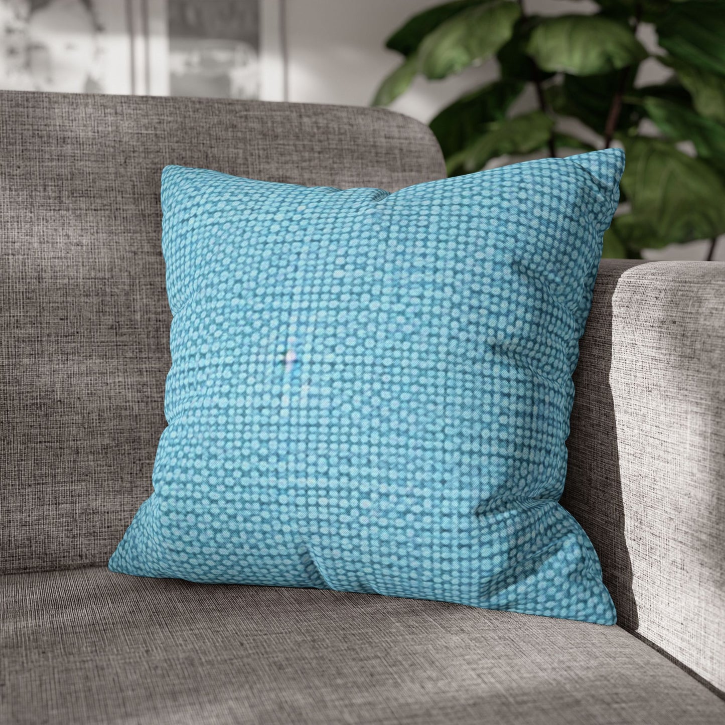 Bright Aqua Teal: Denim-Inspired Refreshing Blue Summer Fabric - Spun Polyester Square Pillow Case