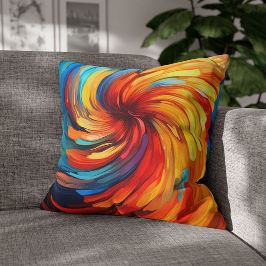 Vibrant Swirling Abstract Art - Unique and Colorful Spun Polyester Square Pillow Case