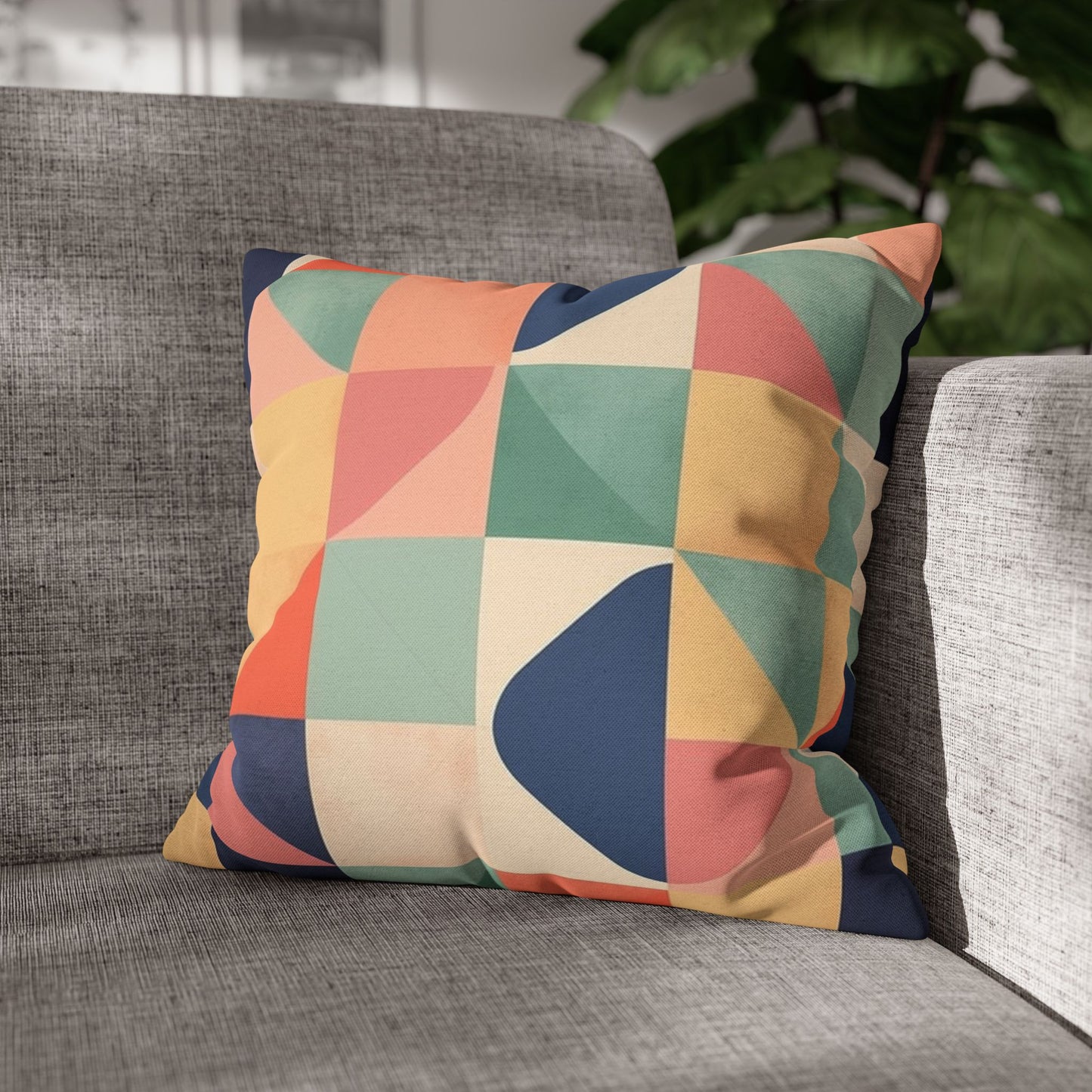 Minimalist Geometric Shapes - Pastel Decor Design Spun Polyester Square Pillow Case