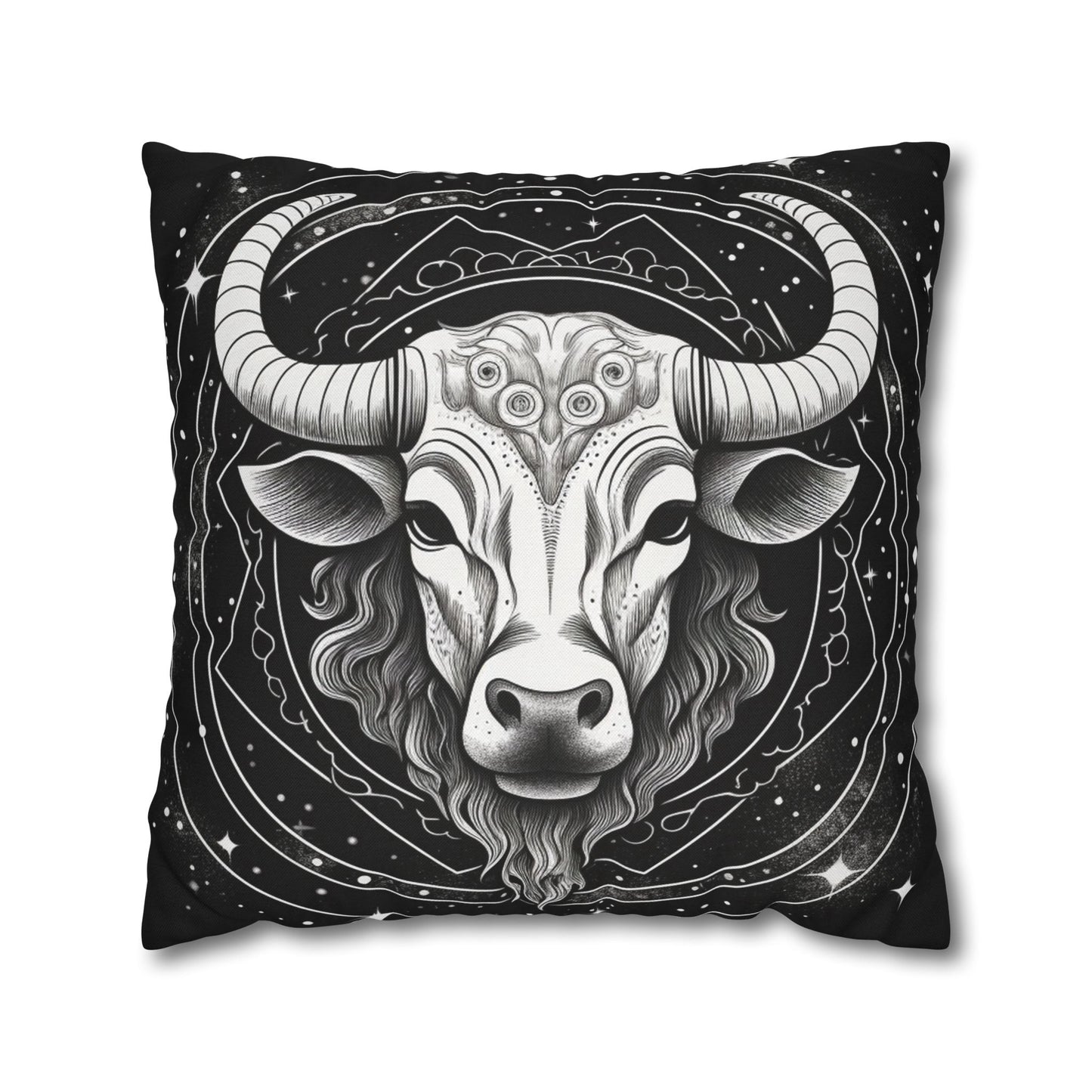 Taurus Sign Spun Polyester Square Pillow Case, Indoor, Double Sided