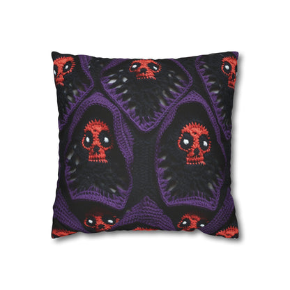 Grim Reaper Crochet Halloween Fright Scare Ghoul Fantasy Horror - Spun Polyester Square Pillow Case