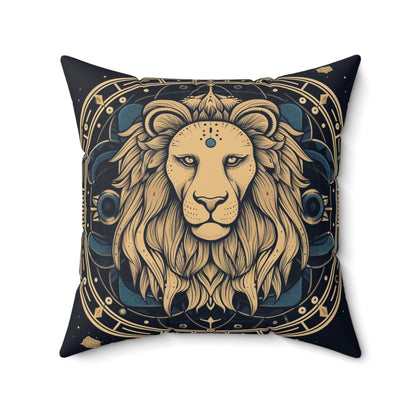 Leo Zodiac Sign - Mystic Circle Astrology Art Cosmic constellation - Spun Polyester Square Pillow