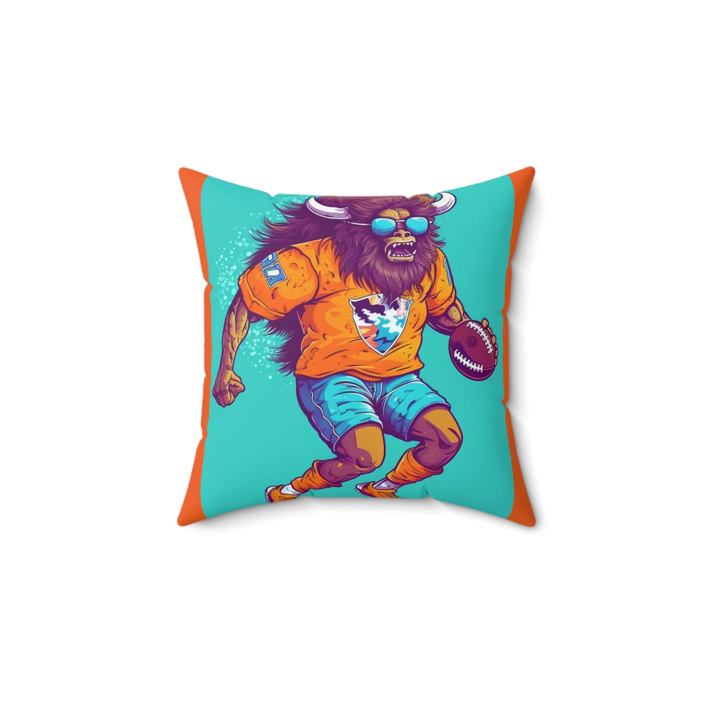 American Buffalo Football Player Sport USA Graphic Spun Polyester Square Pillow