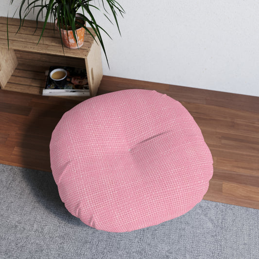 Pastel Rose Pink: Denim-Inspired, Refreshing Fabric Design - Tufted Floor Pillow, Round