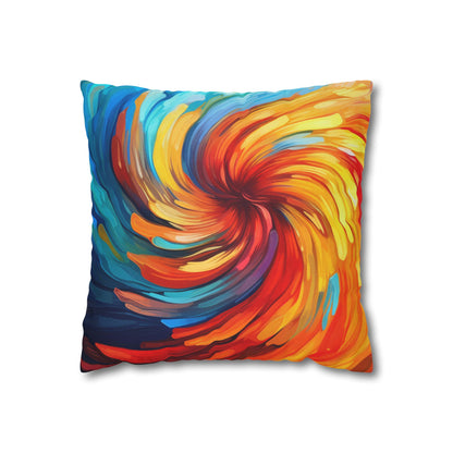 Vibrant Swirling Abstract Art - Unique and Colorful Spun Polyester Square Pillow Case