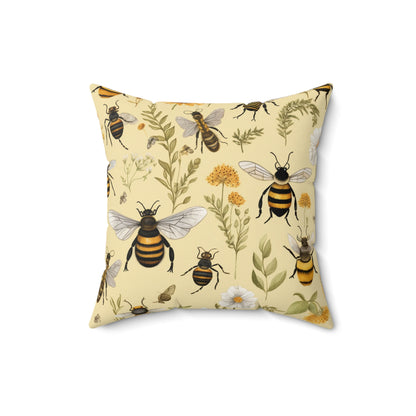 Whimsical Bees & Honeycombs Nature-Friendly Pattern Design Spun Polyester Square Pillow