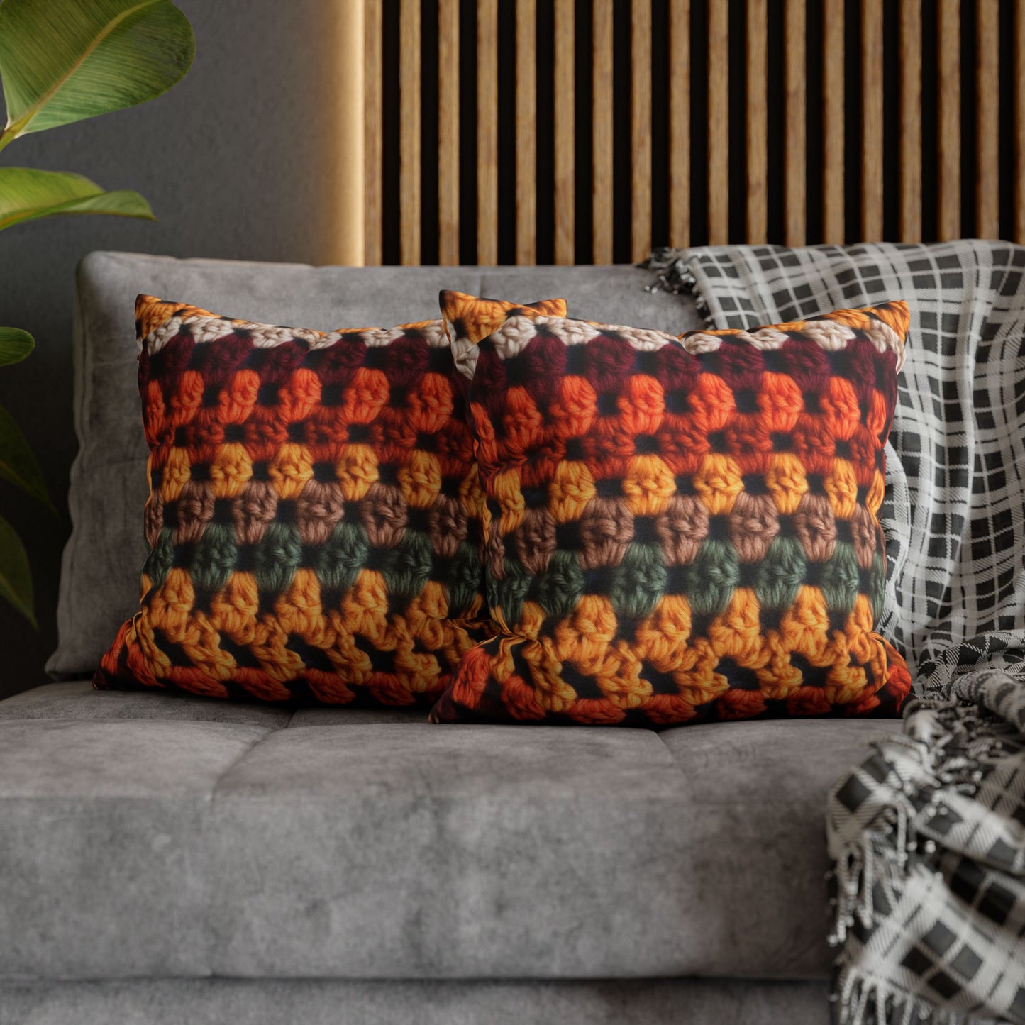 Crochet Thanksgiving Fall: Classic Fashion Colors for Seasonal Look - Spun Polyester Square Pillow Case