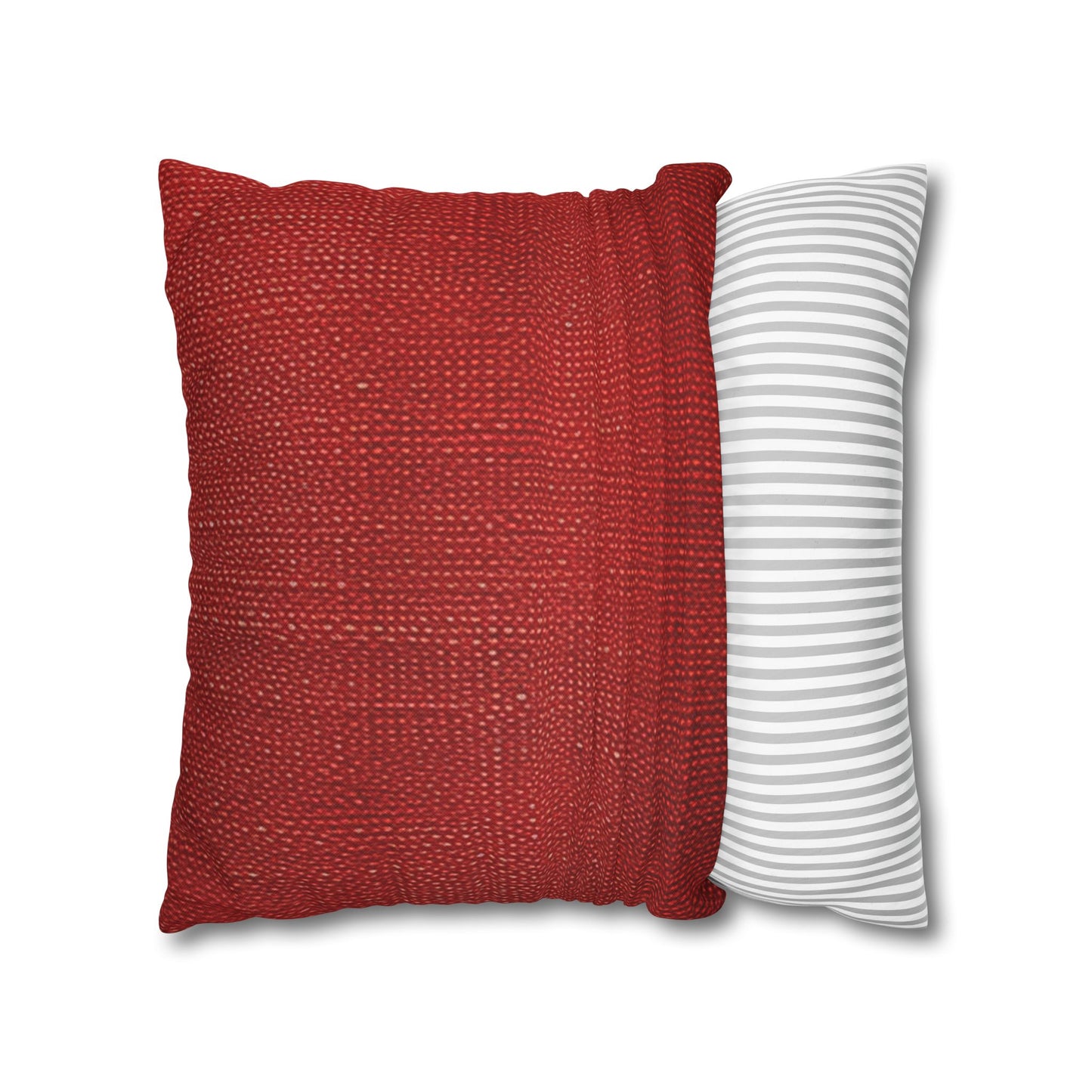 Juicy Red Berry Blast: Denim Fabric Inspired Design - Spun Polyester Square Pillow Case