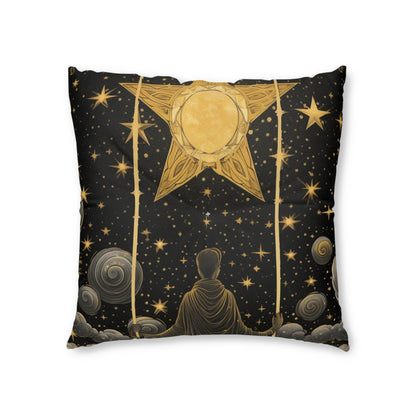 The Star Tarot Card - Symbol of Faith and Optimism - Tufted Floor Pillow, Square