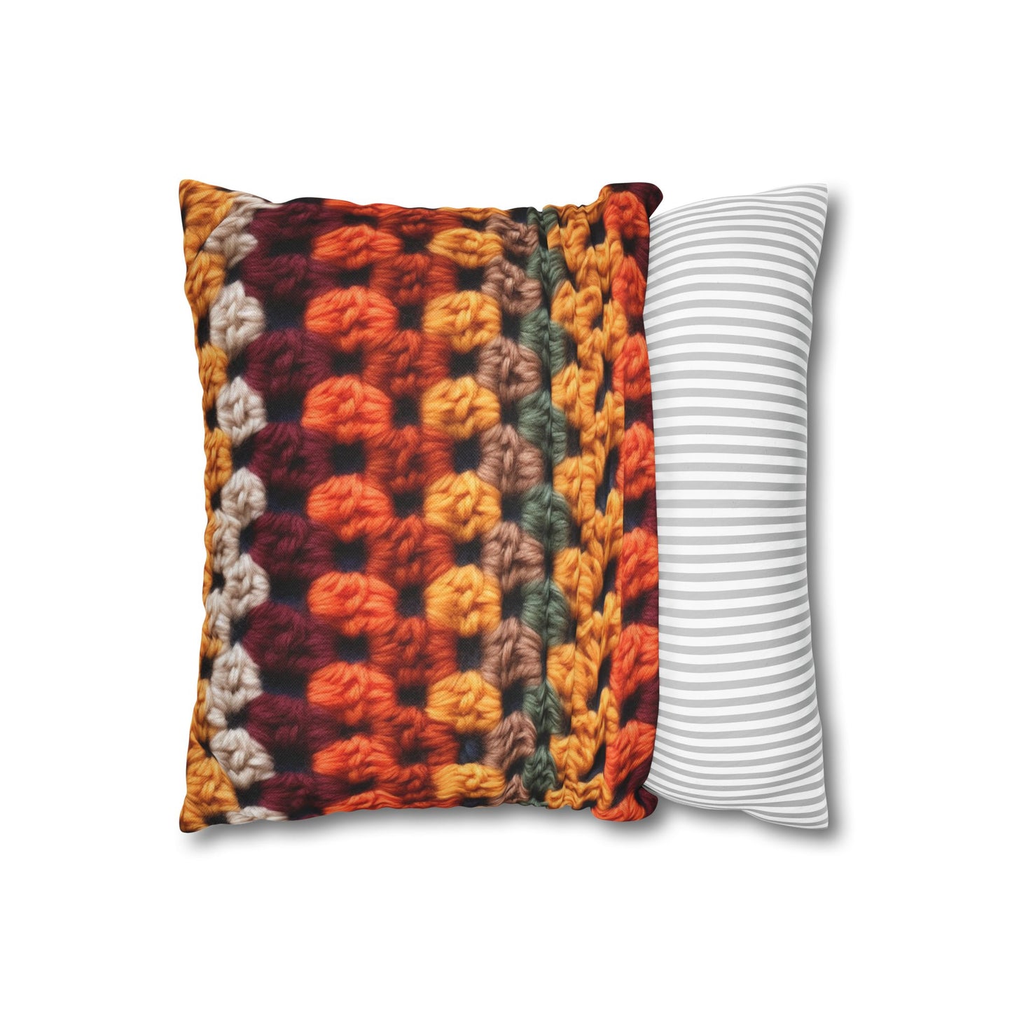 Crochet Thanksgiving Fall: Classic Fashion Colors for Seasonal Look - Spun Polyester Square Pillow Case