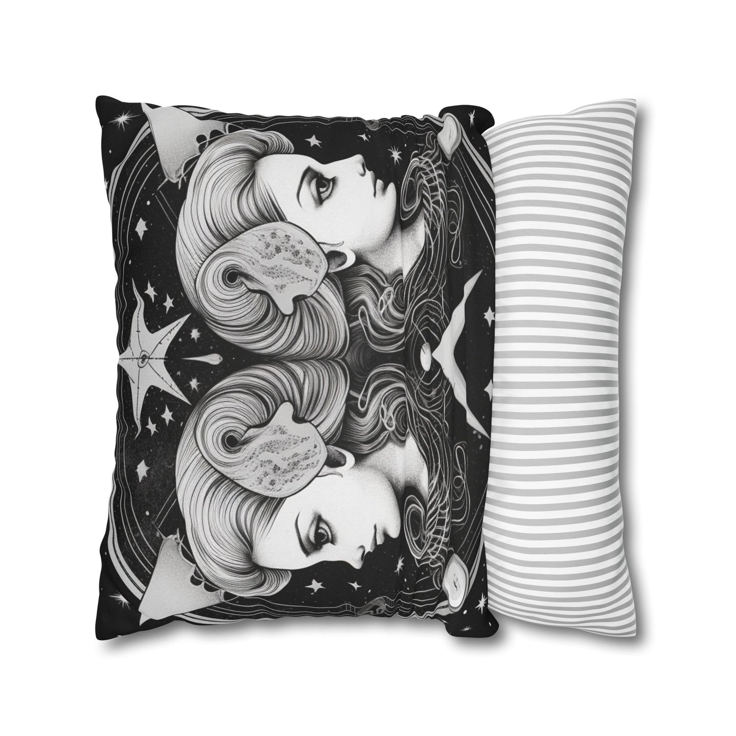 Gemini Zodiac Polyester Square Pillow Case, Indoor, Double Sided Print