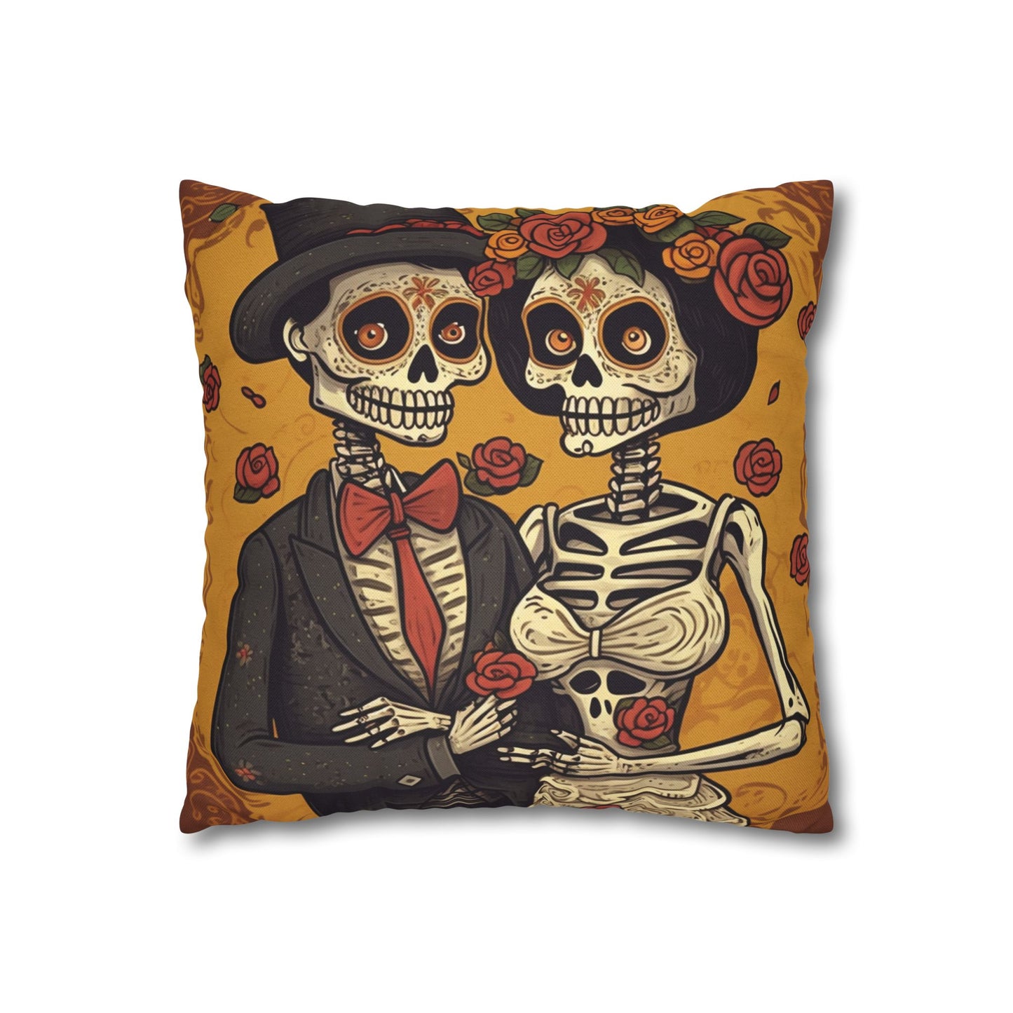 Halloween Wedding Marriage, Bride & Groom - Forever Soulmates - Spun Polyester Square Pillow Case