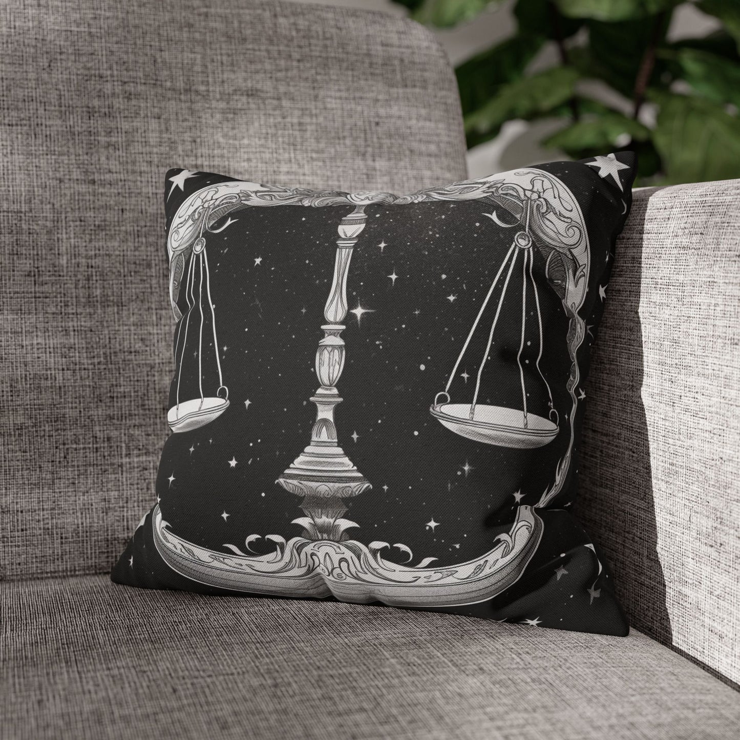 Libra Zodiac Sign Polyester Square Pillow Case, Double Sided Print