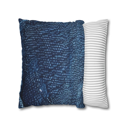 Dark Blue: Distressed Denim-Inspired Fabric Design - Spun Polyester Square Pillow Case