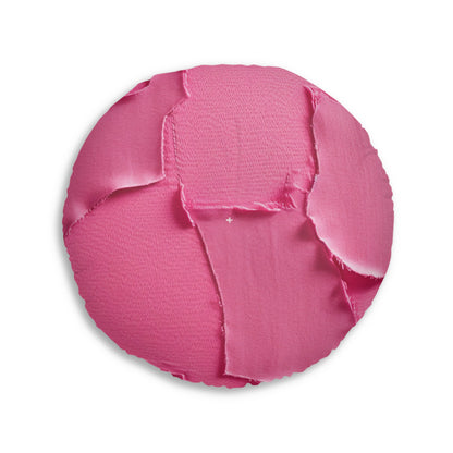 Distressed Neon Pink: Edgy, Ripped Denim-Inspired Doll Fabric - Tufted Floor Pillow, Round